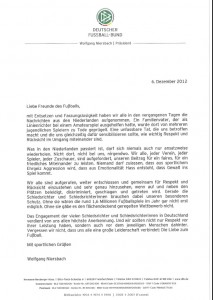 Offener Brief von DFB-Präsident Wolfgang Niersbach